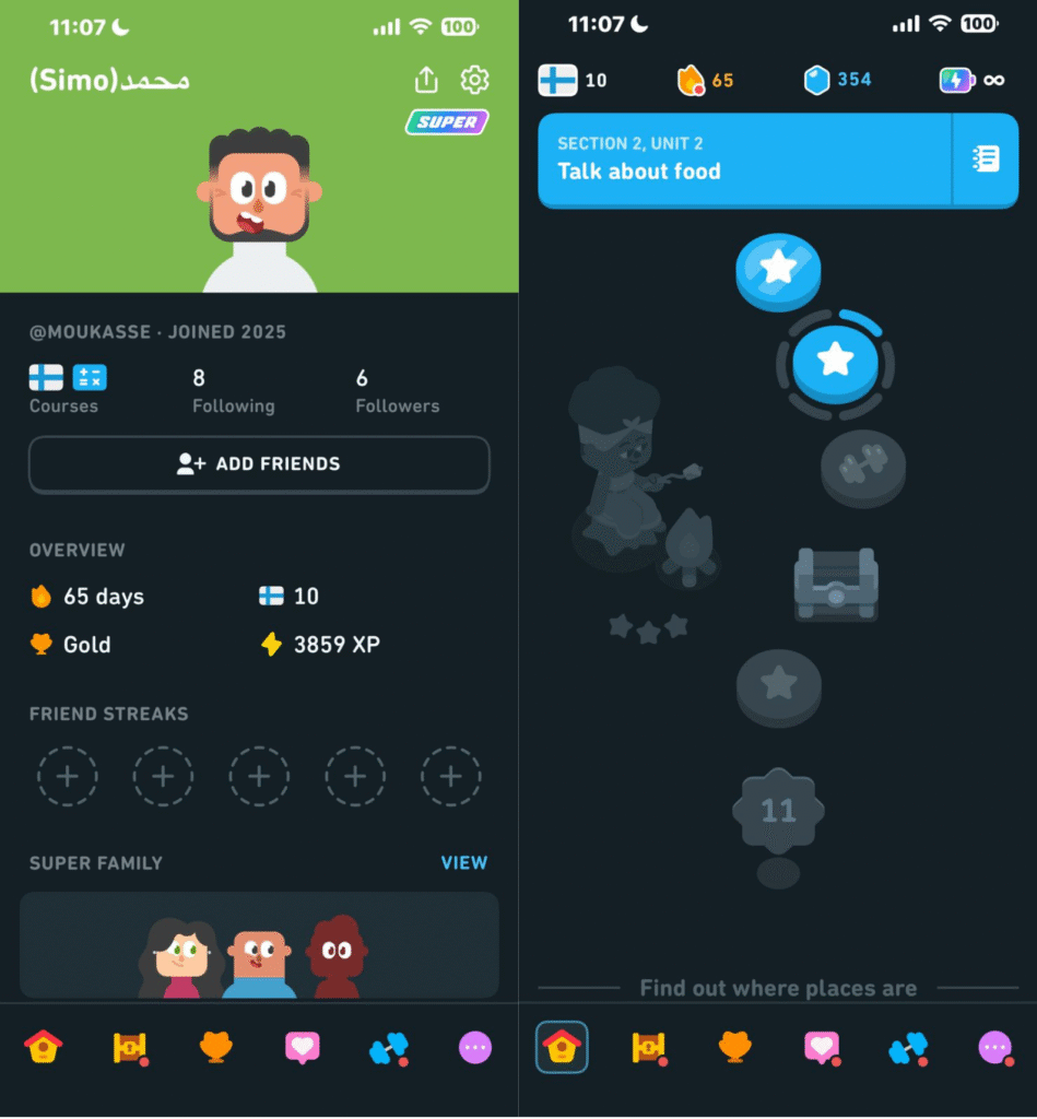 Best apps to learn Moroccan Arabic duolingo screenhot