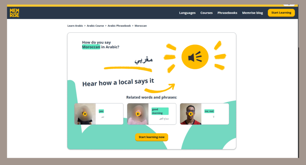 Best apps to learn Moroccan Arabic memrize app