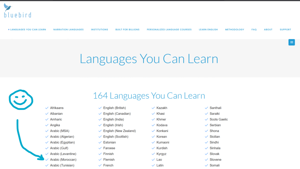 Best apps to learn Moroccan Arabic, Blue bird app