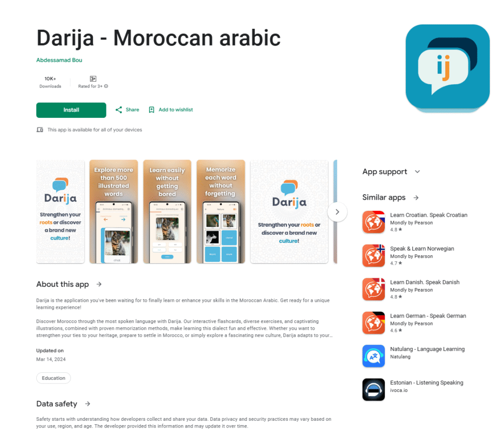 Best apps to learn Moroccan Arabic, Darija app